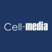 Cell media blue background logo 1