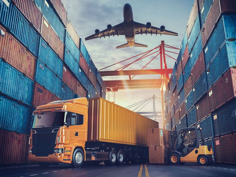 transportation logistics container cargo ship cargo plane 768x576